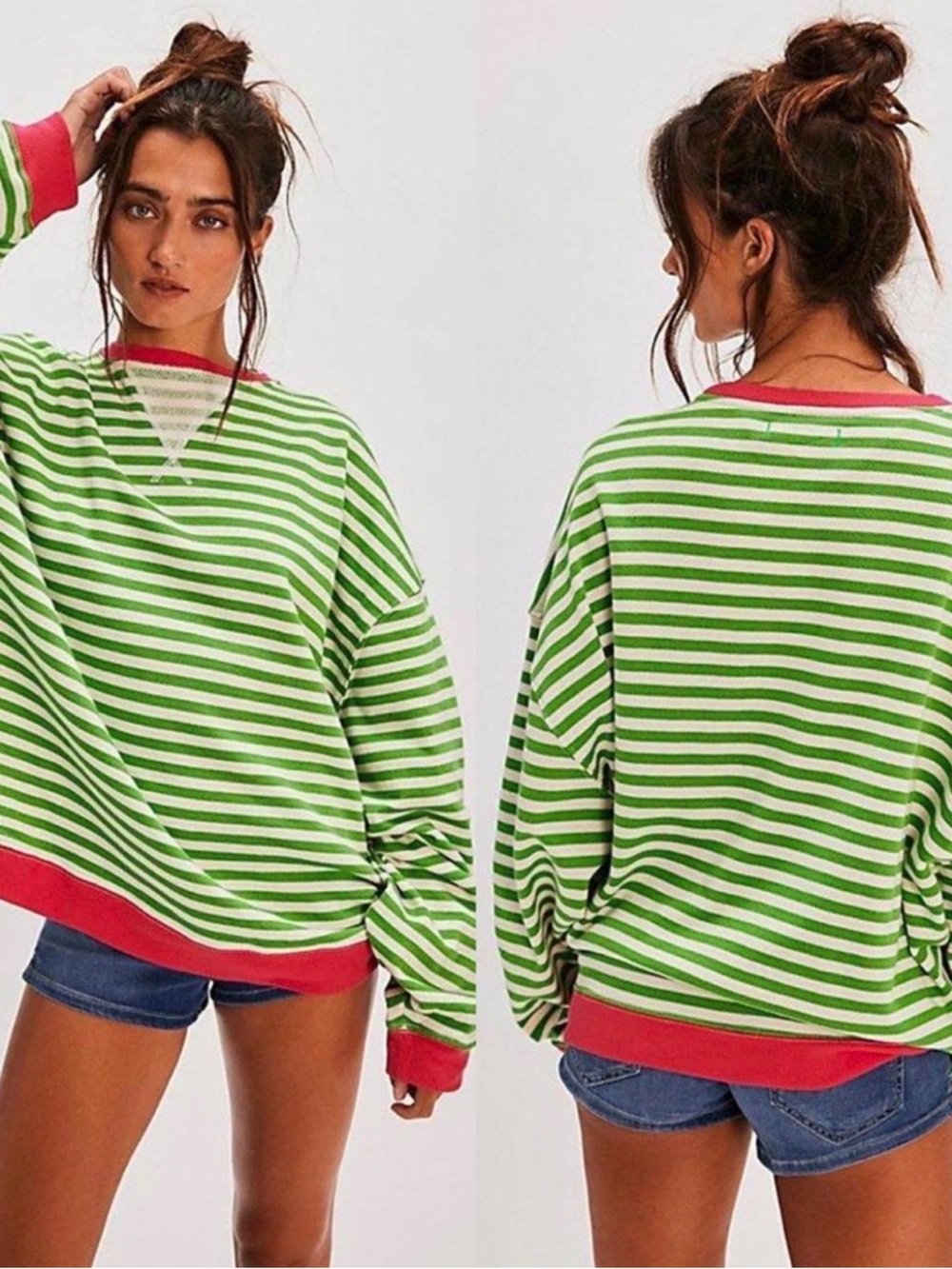 Free People We The Free Classic Striped Oversized Crewneck Sweatshirt